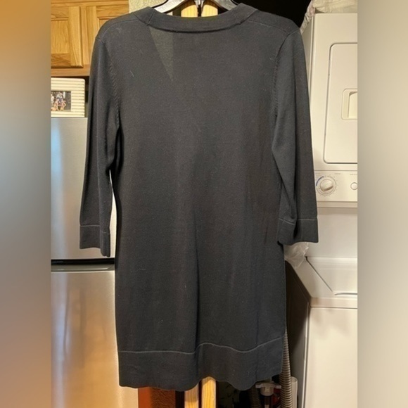 EUC Vertical Design size small black tunic cardigan, three-quarter sleeves - Picture 3 of 3